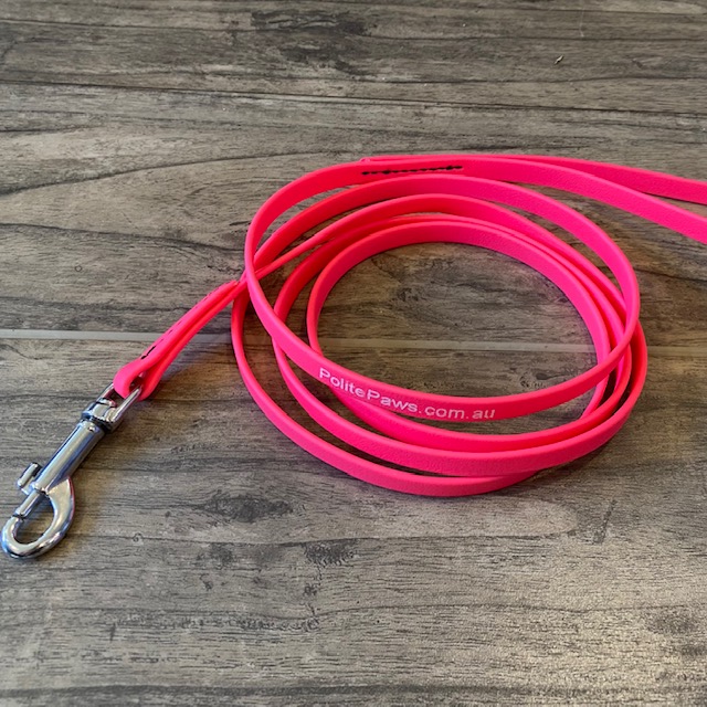 6ft Pink Biothane Training Lead - Small Stainless Steel Snap